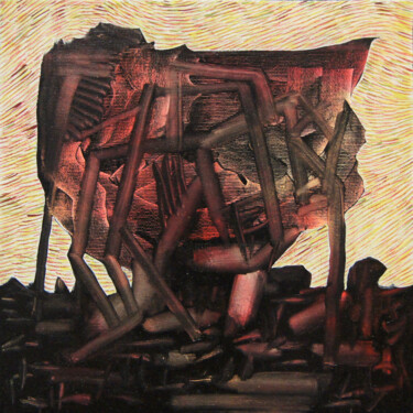 Malerei mit dem Titel "A container for tho…" von Ziemowit Fincek, Original-Kunstwerk, Öl