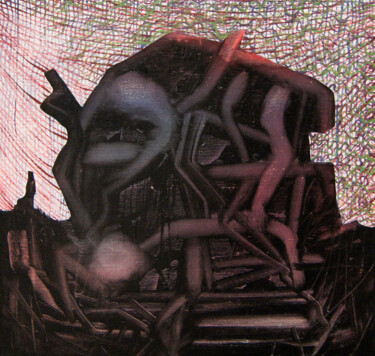 Pintura intitulada "Nest." por Ziemowit Fincek, Obras de arte originais, Óleo