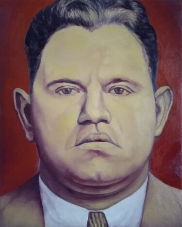 Painting titled "Mugshot, Joseph A.…" by Zikel, Original Artwork, Oil