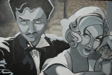 Dibujo titulada "Clark Gable and Car…" por Zita Barbara Sanders, Obra de arte original