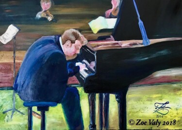 Painting titled "Lukas Vondracek" by Zoé Valy, Original Artwork, Oil Mounted on Wood Stretcher frame