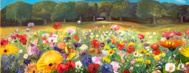 Картина под названием "Fleurs des champs" - Zoé Valy, Подлинное произведение искусства, Масло Установлен на Деревянная рама…