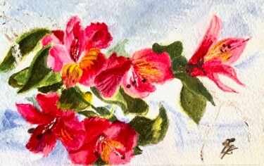 Peinture intitulée "Jardin fleuri en hi…" par Zoé Valy, Œuvre d'art originale, Huile Monté sur Carton