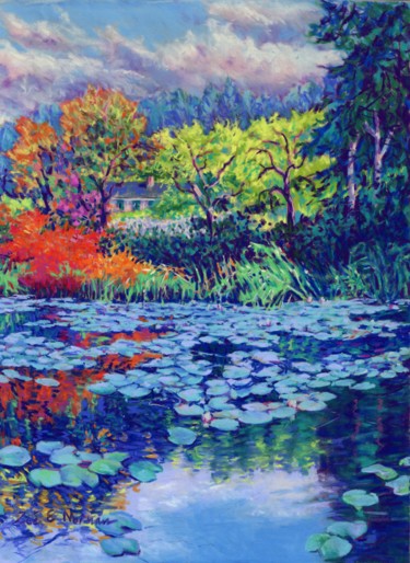 Painting titled "monets-water-garden…" by Zoe Norman, Original Artwork, Pastel