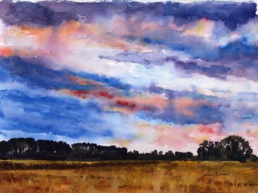 Pittura intitolato "Norfolk Sky" da Zoe Norman, Opera d'arte originale, Acquarello