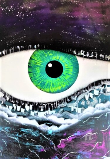 Pittura intitolato "The Miraculous Eye…" da Zooj, Opera d'arte originale, Spray