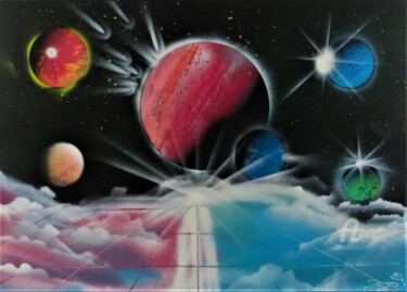 Painting titled "Planet X" by Zooj, Original Artwork, Spray paint