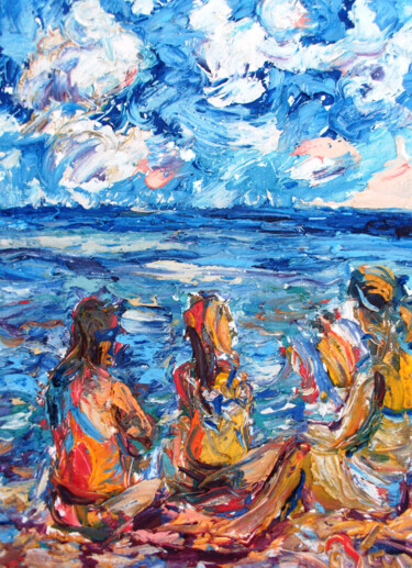 Painting titled "Views in the blue" by Zoran Andrić, Original Artwork, Oil