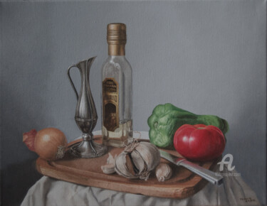 Painting titled "Ingredientes" by Sergio Zoso, Original Artwork, Oil Mounted on Wood Stretcher frame