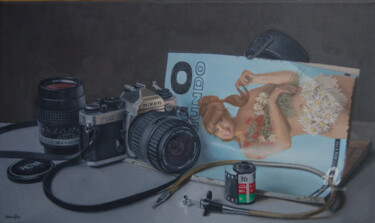 Painting titled "FOTOMUNDO Nro. 10" by Sergio Zoso, Original Artwork, Oil Mounted on Wood Stretcher frame
