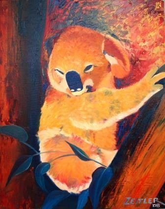 Painting titled "Endangered Koala" by Carrie Everitt, Original Artwork, Oil
