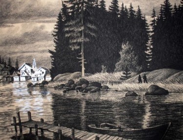 Рисунок под названием "The land of lakes" - Aleksey Zuev, Подлинное произведение искусства