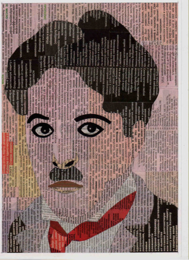 Collagen mit dem Titel "Charles Chaplin" von Aleksei Zuev, Original-Kunstwerk, Collagen