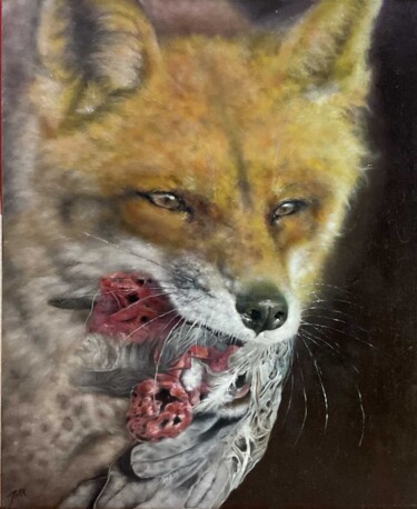 Painting titled "Instinct" by Zuri, Original Artwork, Oil Mounted on Wood Stretcher frame