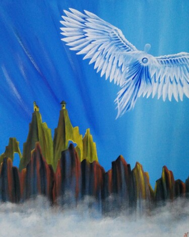"Angel beyond a hill" başlıklı Tablo Zuzana Šmehylová tarafından, Orijinal sanat, Petrol