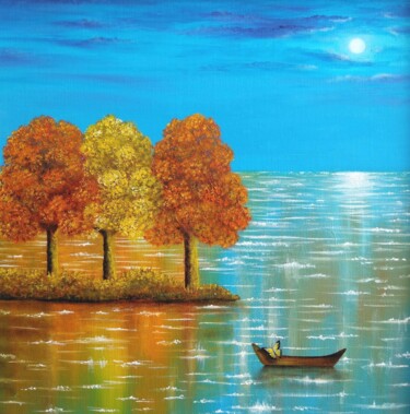 Malerei mit dem Titel "Autumn evening" von Zuzana Šmehylová, Original-Kunstwerk, Öl