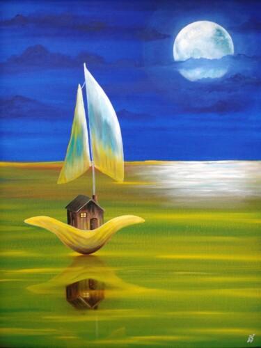 Malerei mit dem Titel "House from shell" von Zuzana Šmehylová, Original-Kunstwerk, Öl