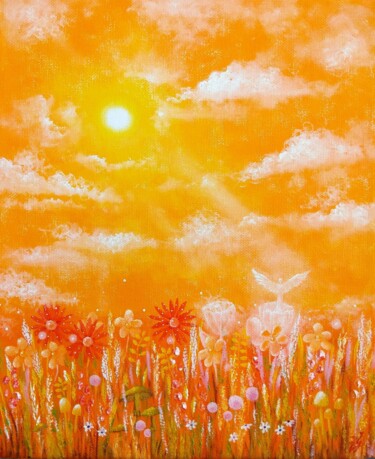 Painting titled "In summer on the me…" by Zuzana Šmehylová, Original Artwork, Oil