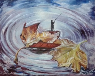 Schilderij getiteld "The clouds" door Helena Zyryanova, Origineel Kunstwerk, Olie