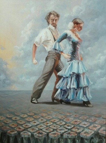 Painting titled "Dance on forged nai…" by Helena Zyryanova, Original Artwork, Oil