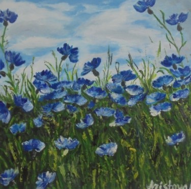 Pittura intitolato "Flower field 3D" da Liubov Aristova, Opera d'arte originale, Olio