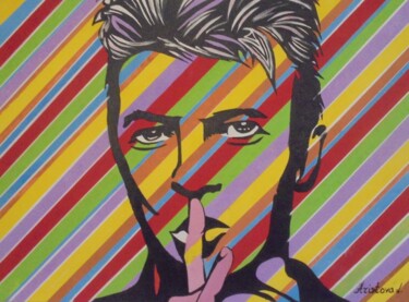 Schilderij getiteld "DAVID BOWIE POPART" door Liubov Aristova, Origineel Kunstwerk, Olie