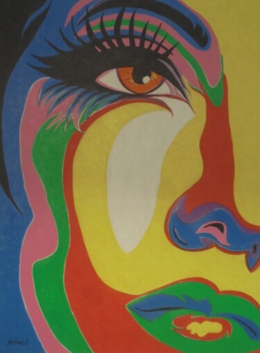 Pintura titulada "POPART FACE 4" por Liubov Aristova, Obra de arte original, Oleo