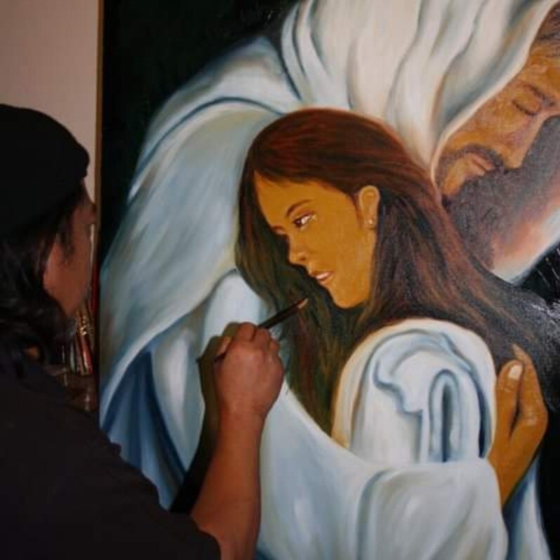 Johnny E.S.J. Otilano - The artist at work