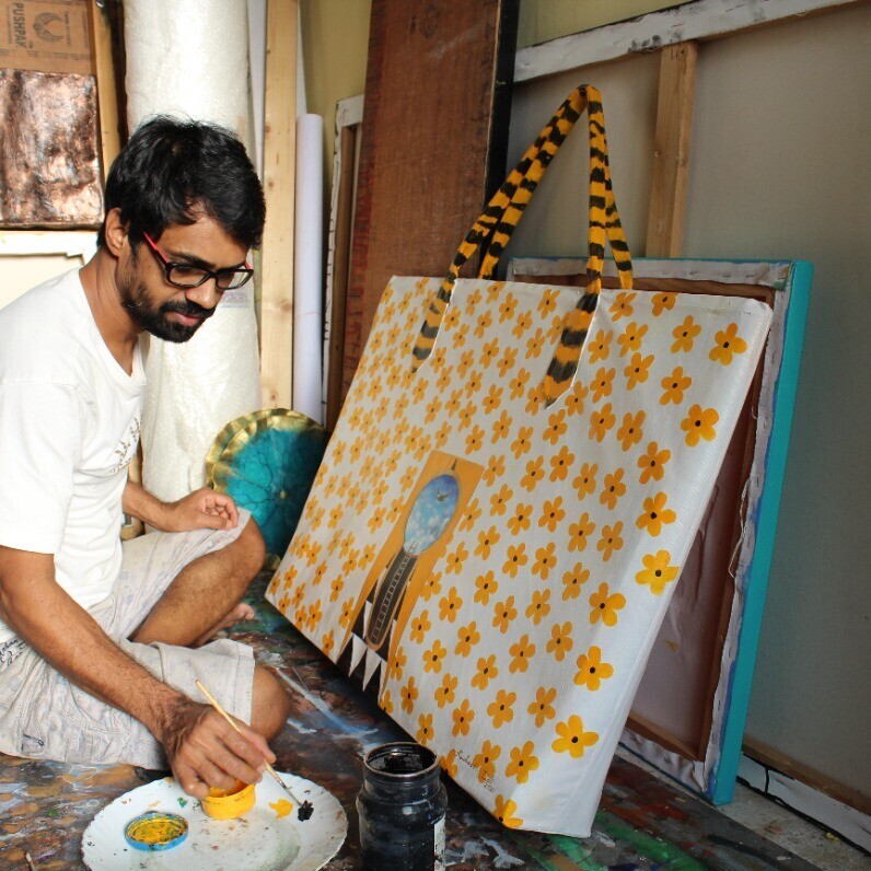 Rudragaud L Indi - The artist at work