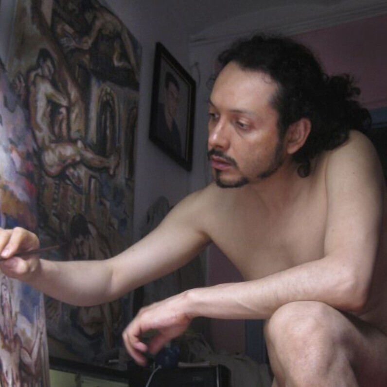 Sebastian Moreno Coronel - El artista trabajando