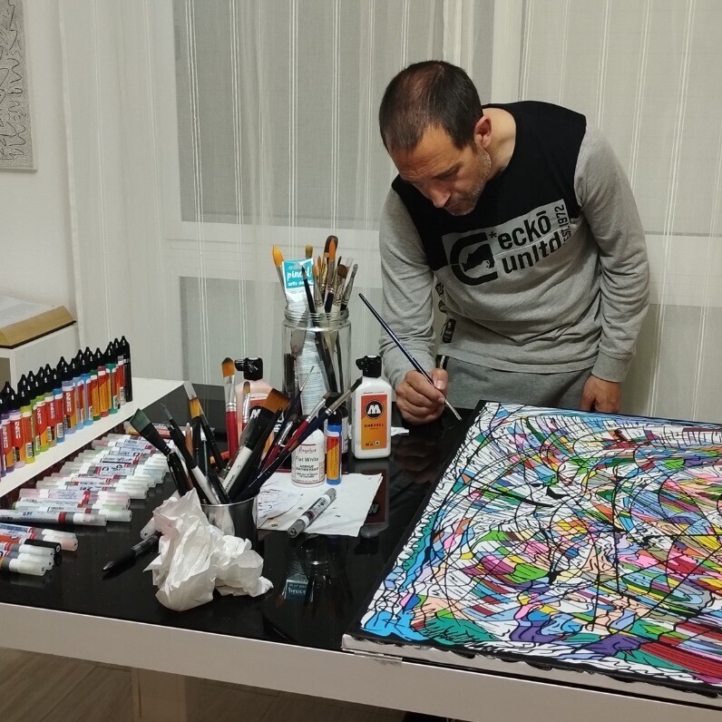 Sergio Romero - El artista trabajando