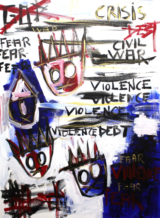 「Violence」というタイトルの絵画 0xec6d0によって, オリジナルのアートワーク, アクリル ウッドストレッチャーフレームにマウント