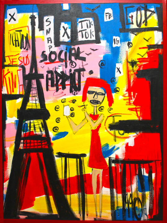 Peinture intitulée "Parisienne" par 0xec6d0, Œuvre d'art originale, Acrylique Monté sur Châssis en bois