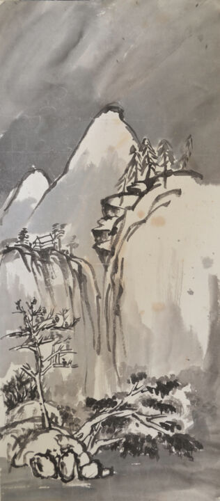 Painting titled "SANS TITRE 045" by Yixiao Li, Original Artwork, Ink