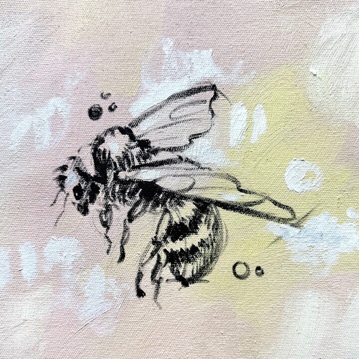 Pintura intitulada "LITTLE BEE" por Marina Ogai, Obras de arte originais, Óleo