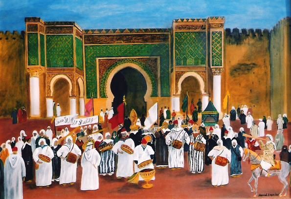 Malerei mit dem Titel "bab mansour" von Hamid Lagrini, Original-Kunstwerk