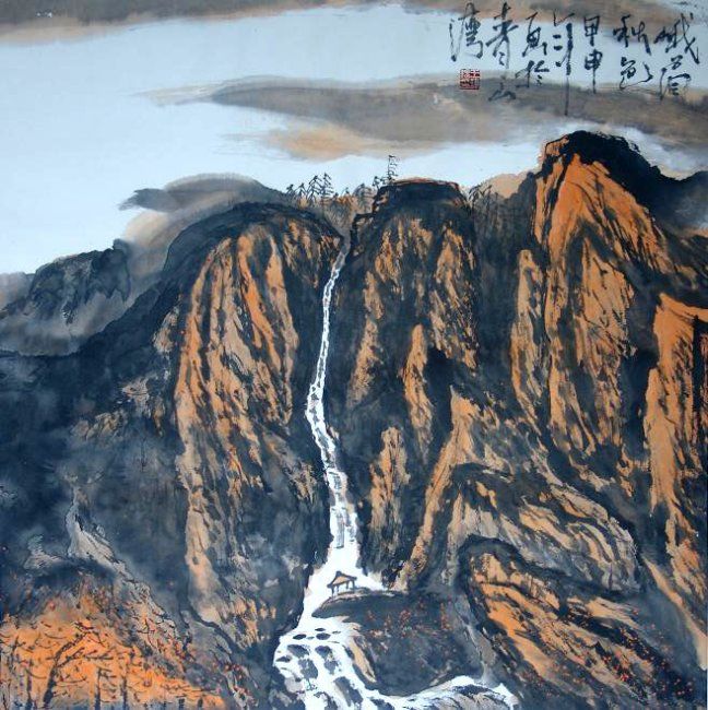 Painting titled "中国山水画" by Wang Jian Xi Yi Zhu Gong Zuo Shi, Original Artwork, Oil