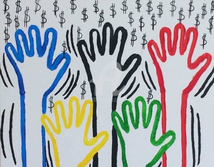 Картина под названием "Olympic Hands / J.O…" - 7itit, Подлинное произведение искусства, Акрил