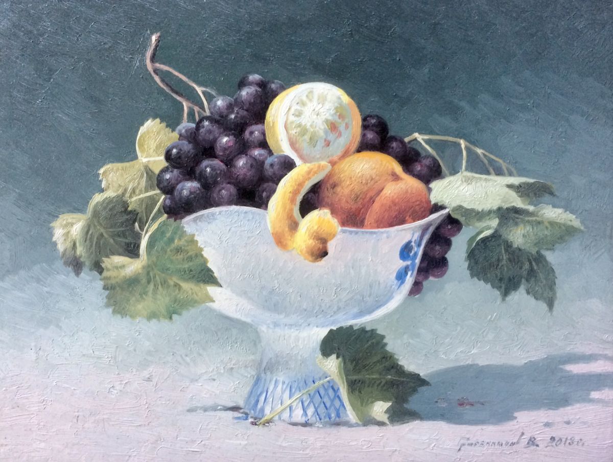 Картина ваза с фруктами