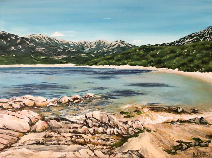 Pintura intitulada "Bord de mer en Corse" por Avellutini, Obras de arte originais, Acrílico