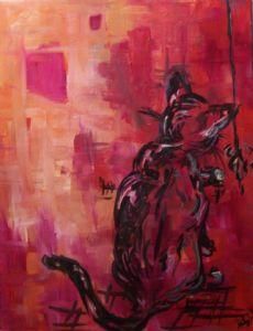 Ζωγραφική με τίτλο "Loki Kitty" από Abby Waters, Αυθεντικά έργα τέχνης