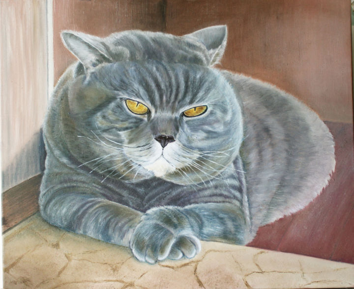 绘画 标题为“Fat cat.jpg” 由Nadezhda Vavilova, 原创艺术品, 油