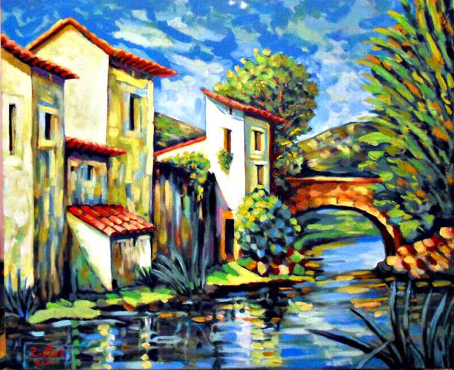 Painting titled "paysage de sud" by Abdelkader Ben Kaddour, Original Artwork