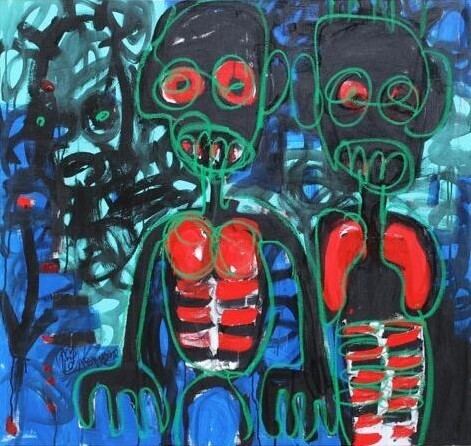 「Aboudia 18」というタイトルの絵画 Abdoulaye Aboudiaによって, オリジナルのアートワーク