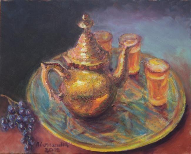Pintura titulada "tea" por Driss Abousaadia, Obra de arte original