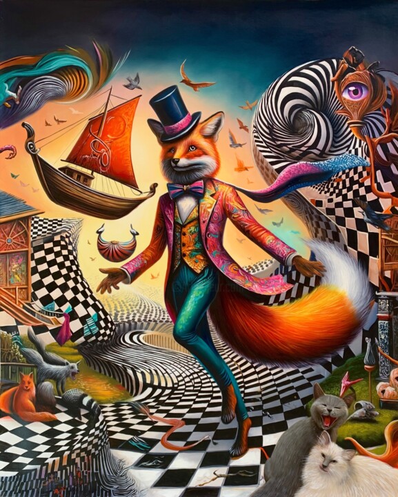 "Labyrinth of Time" başlıklı Tablo Adam Laabs tarafından, Orijinal sanat, Petrol