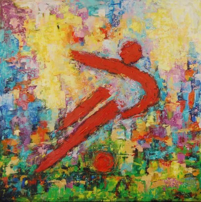 Pintura titulada "Sport Symbol - Foot…" por Adel Al-Abbasi, Obra de arte original, Oleo
