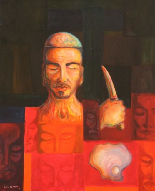 Malarstwo zatytułowany „ذكريات الغواص  Pear…” autorstwa Adel Al-Abbasi, Oryginalna praca, Olej