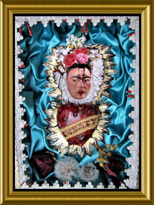 「Corazón de Frida 3」というタイトルのコラージュ Adelina Reyesによって, オリジナルのアートワーク, コラージュ