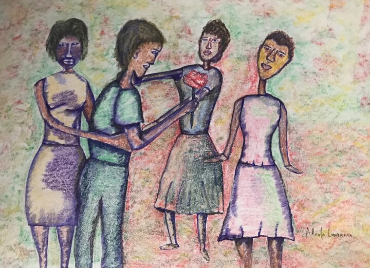 Pintura titulada "Mrs.Right" por Adeola Lawrence, Obra de arte original, Pastel